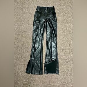 NWT Abercrombie & Fitch Black Vegan Leather Flare Pants